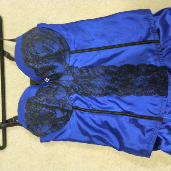 Cacique Satin & Lace Bustier / Corset & Garter Skirt Set Sz 18/20 - Picture 7 of 16